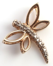 10K YELLOW GOLD DIAMOND DRAGONFLY PENDANT