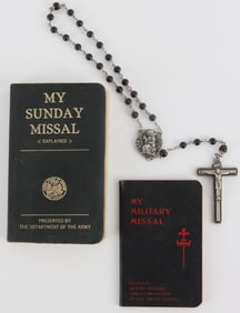 STERLING SILVER ROSARY AND MILITARY MISSAL
