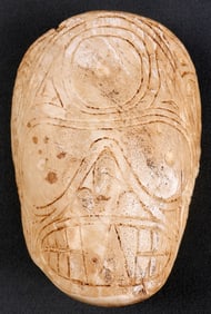 TAINO PRECOLUMBIAN CARVED SHELL OF DOG HUMAN FACE