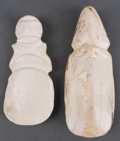 LOT OF 2 TAINO PRECOLUMBIAN CARVED SHELL GOUGE