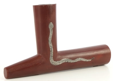 CATLINITE PIPE HEAD W SILVER SNAKE NATIVE AMERICAN