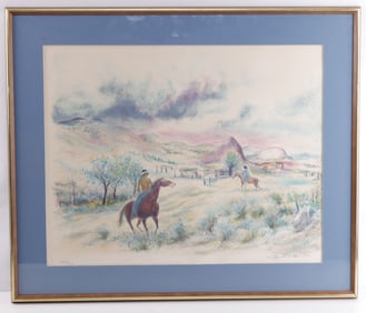IRA MOSKOWITZ LITHOGRAPH NAVAJO LANDSCAPE