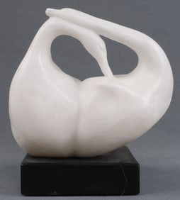 RALPH HURST SIGNED ALABASTER SWAN SCULPTURE