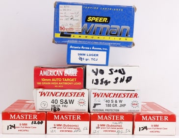 APPROX 500 RDS RELOADED PISTOL 40 SW 9MM AMMO LOT