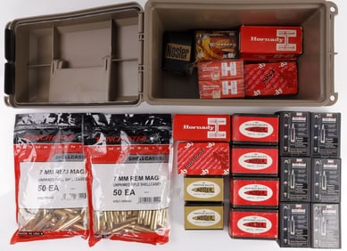 35 POUNDS 7MM BULLETS & BRASS FOR RELOADING