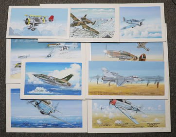 LOT OF 9 MCLACHLEN US AIR FORCE PLANE PAINTINGS