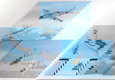 LOT OF 4 RAY WADDEY WWII GERMAN USAF PAINTINGS