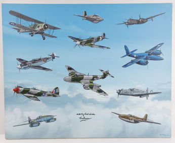 FAMED ALLIED TEST PILOT ERIC BROWN SIGNED PAINTING