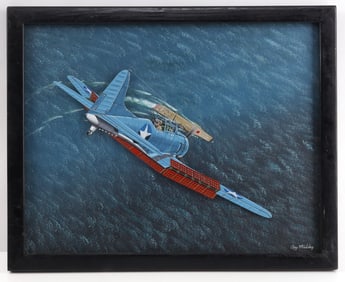 3D PAINTING VOUGHT F4U ATTACKING JAPANESE CARRIER