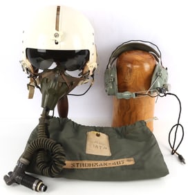 VIETNAM WAR FLIGHT HELMET MASK HEADSET & BAG
