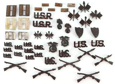 23 MATCHING PAIR WWI COLLAR INSIGNIA 46 PCS TOTAL