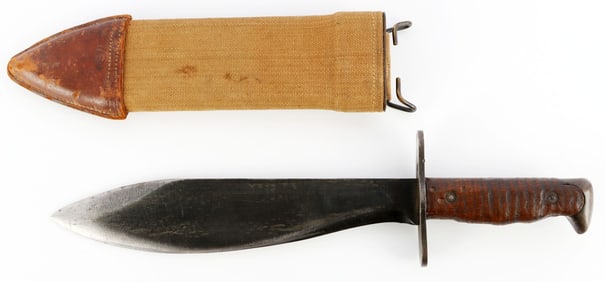 WWI US ARMY M1917 BOLO KNIFE W SCABBARD AND COVER