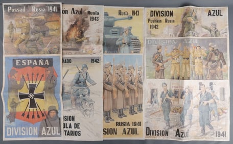 9 WWII THIRD REICH SPANISH AZUL DIVISION POSTERS