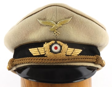 WWII GERMAN LUFWAFFE GENERALS WHITE TOP VISOR