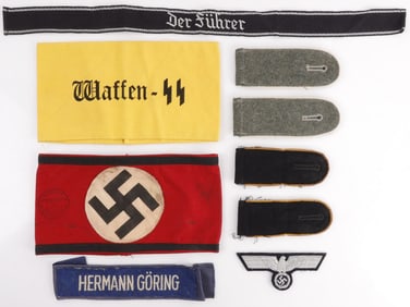 LOT 9 WWII GERMAN CUFF TITLES ARMBANDS & BOARDS