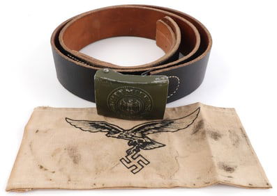 WWII GERMAN THIRD REICH BUCKLE & LUFTWAFFE ARMBAND