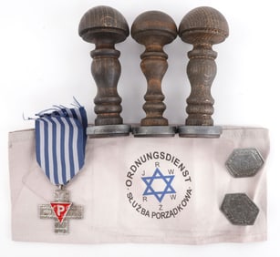 LOT OF 7 WWII GERMAN HOLOCAUST ARMBANDS & STAMPS