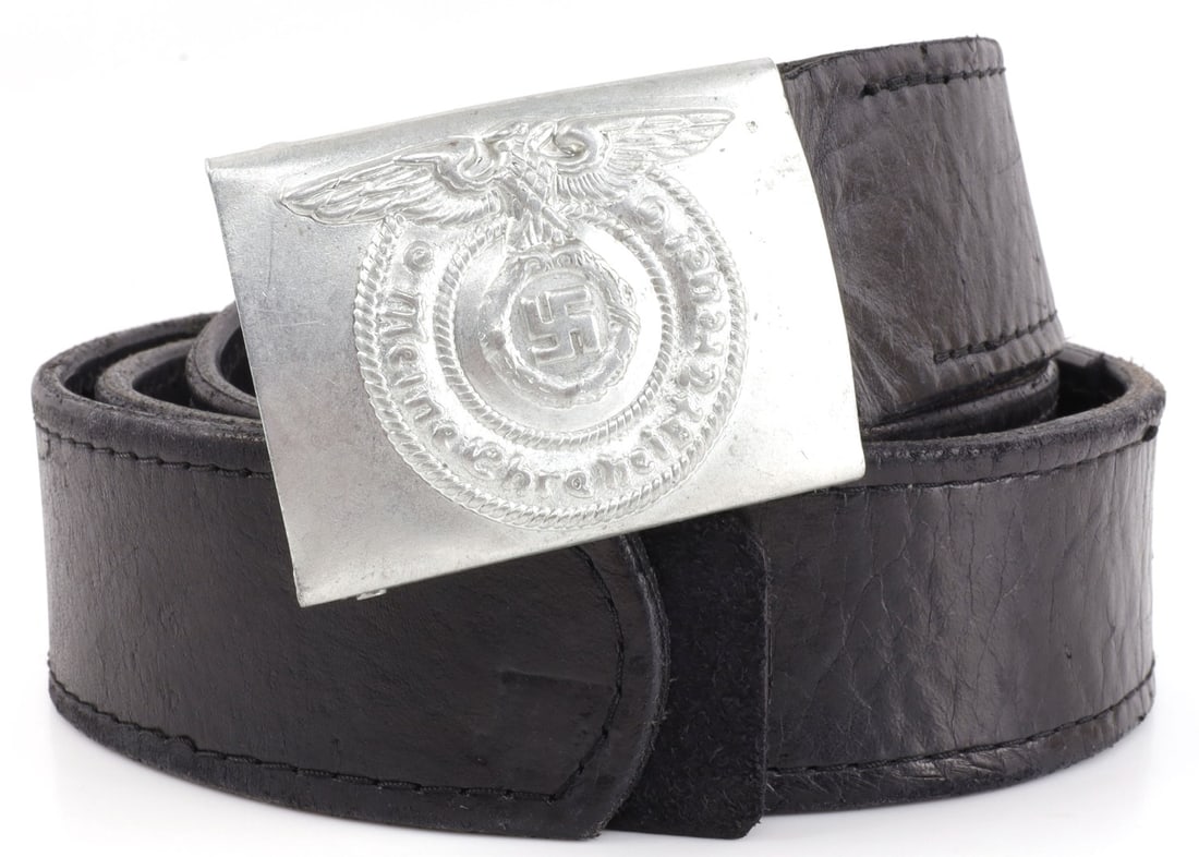 MAN IN HIGH CASTLE SCREEN USED SS BELT & BUCKLE: Waffen-SS 'Mein Ehre Heist Treue' belt and belt buckle, created for HBO's 'Man in the High Castle.' Item was purchased from production after the wrap of the show. Buckle is in the standard Waffen-SS m