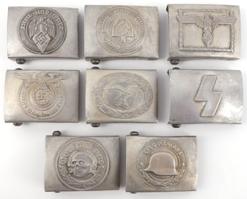 LOT OF 8 WWII GERMAN THIRD REICH BELT BUCKLES