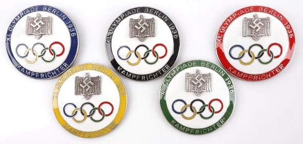 LOT OF 5 WWII GERMAN THIRD REICH OLYMPIC BADGES