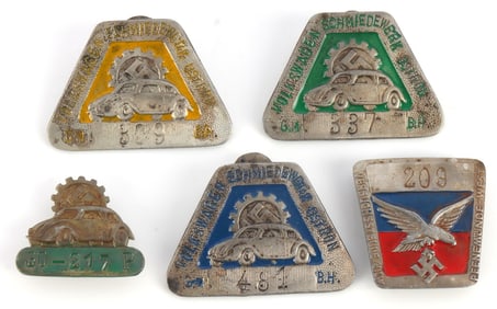 LOT OF 5 WWII GERMAN THIRD REICH EMPLOYEE BADGES