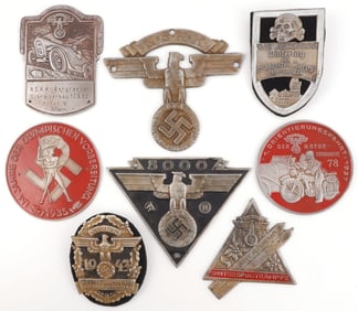 LOT OF 8 WWII GERMAN THIRD REICH SHIELDS & PLAQUES