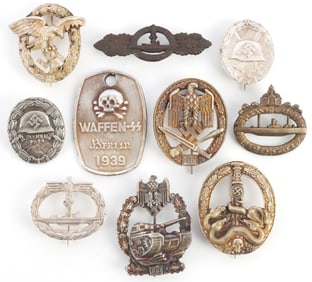 LOT OF 10 WWII GERMAN THIRD REICH BADGES & MEDALS