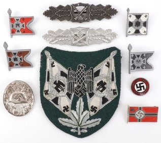LOT OF 9 WWII GERMAN THIRD REICH BADGES PATCHES