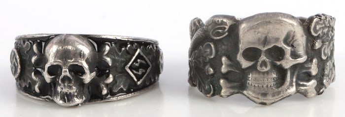 LOT OF 2 WWII GERMAN THIRD REICH SILVER SS RINGS