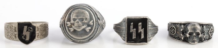 LOT 4 WWII GERMAN THIRD REICH SILVERTONE RINGS