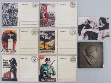 WWII GERMAN REICH WEHRMACHT PLAQUE & POSTCARDS