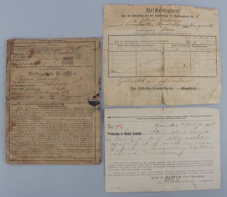 3 LATE 19TH EARLY 20TH CENTURY RECEIPTS US GERMAN
