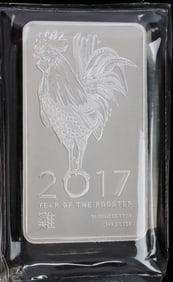 2017 ROOSTER YEAR 10 OZT OUNCE 999 FINE SILVER BAR
