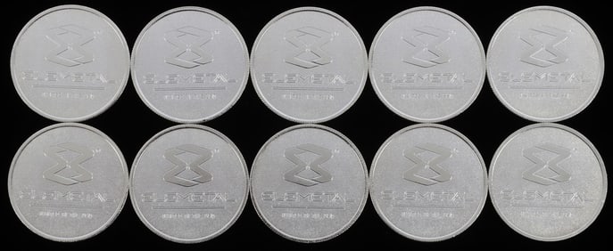 10 ELEMETAL .999 FINE SILVER 1/2 OZT OUNCE ROUNDS
