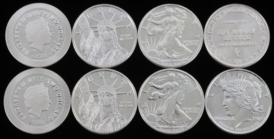 8 1 OZT OUNCE .999 FINE SILVER BULLION ROUNDS