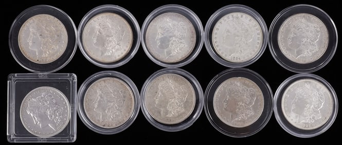 LOT OF 10 VF OR BETTER MORGAN SILVER DOLLAR COINS