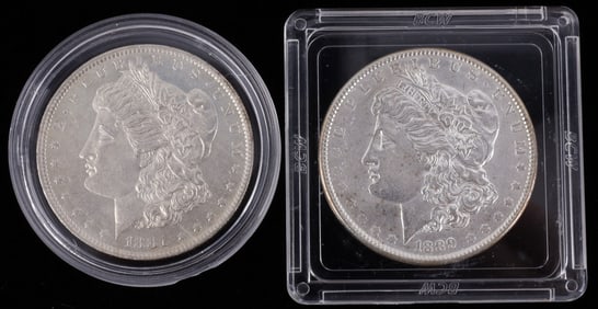 1881 O & 1889 MINT STATE MORGAN SILVER DOLLARS