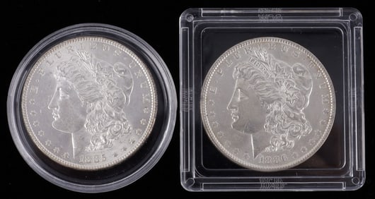 1885 & 1886 MINT STATE MORGAN SILVER DOLLAR COINS