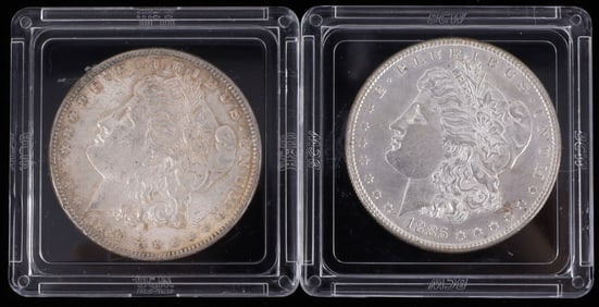 1889 & 1885 MINT STATE MORGAN SILVER DOLLAR COINS