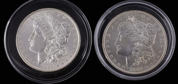 1890 & 1904 MINT STATE MORGAN SILVER DOLLAR COINS
