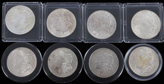 8 UNCIRCULATED 1921 MORGAN SILVER DOLLAR COIN LOT