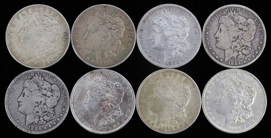 LOT OF 8 MORGAN SILVER DOLLAR COINS