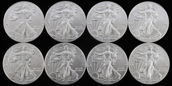 8 2015 SILVER AMERICAN EAGLE 1 OZT OUNCE BU COINS