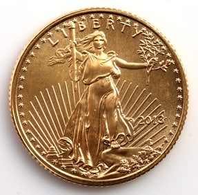 2013 GOLD 1/10 OZT OUNCE AMERICAN EAGLE BU COIN