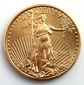 2013 GOLD 1/10 OZT OUNCE  AMERICAN EAGLE BU COIN