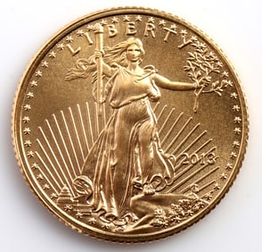 2013 GOLD 1/10 OZT OUNCE AMERICAN EAGLE BU COIN