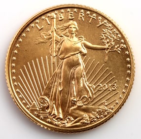 2013 GOLD 1/10 OZT OUNCE AMERICAN EAGLE BU COIN