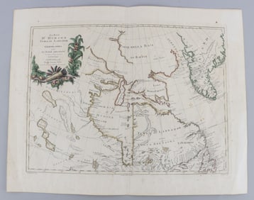 1778 ITALIAN HAND COLORED MAP OF HUDSON BAY