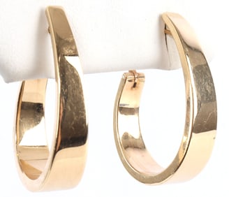 14K YELLOW GOLD OVAL HOOP EARRINGS