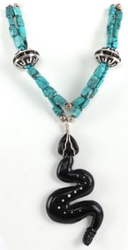 NATIVE ZUNI SNAKE FETISH NECKLACE NELSON YATSATTIE